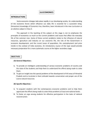 HP Board Class 10th Syllabus for Economics