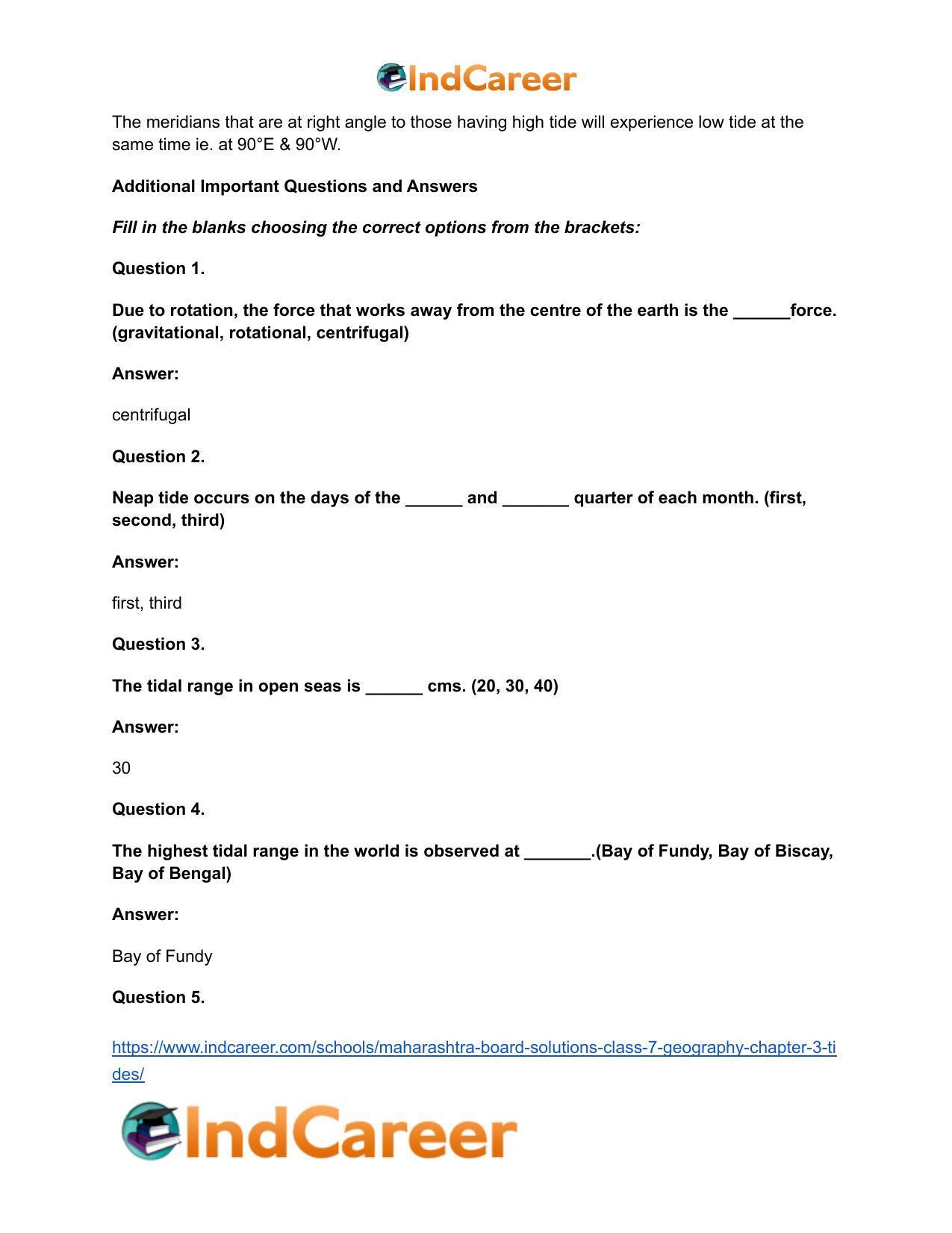 Maharashtra Board Solutions Class 7-Geography: Chapter 3- Tides - Page 15