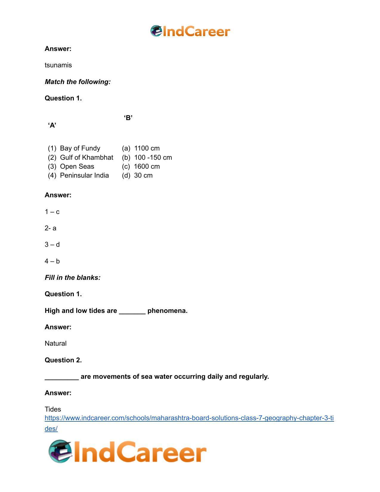 Maharashtra Board Solutions Class 7-Geography: Chapter 3- Tides - Page 17