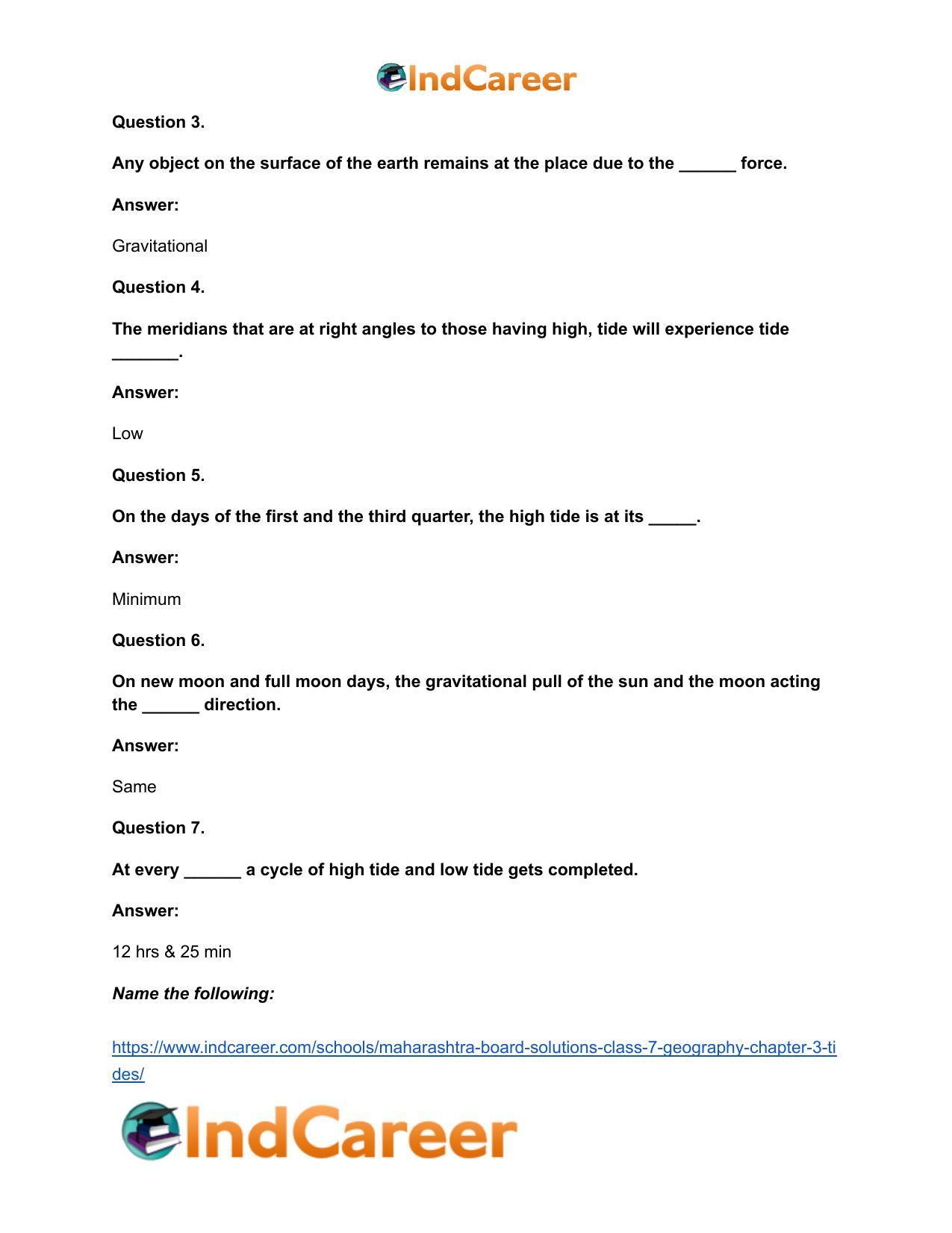 Maharashtra Board Solutions Class 7-Geography: Chapter 3- Tides - Page 18