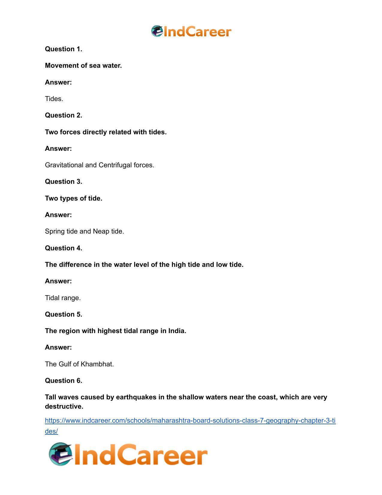 Maharashtra Board Solutions Class 7-Geography: Chapter 3- Tides - Page 19