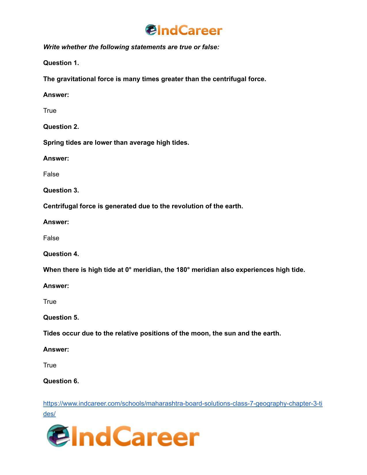 Maharashtra Board Solutions Class 7-Geography: Chapter 3- Tides - Page 22