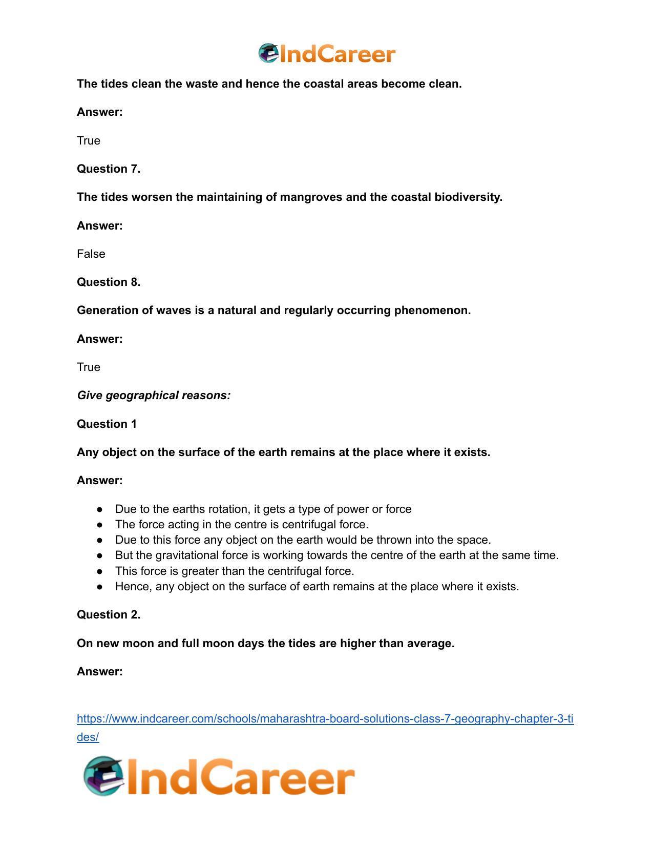Maharashtra Board Solutions Class 7-Geography: Chapter 3- Tides - Page 23
