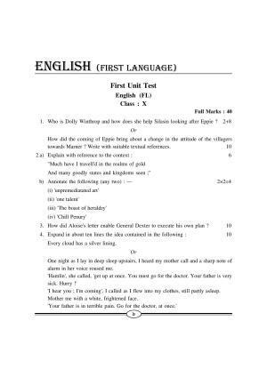 WBBSE Class X Syllabus Class X (English 1st Language)