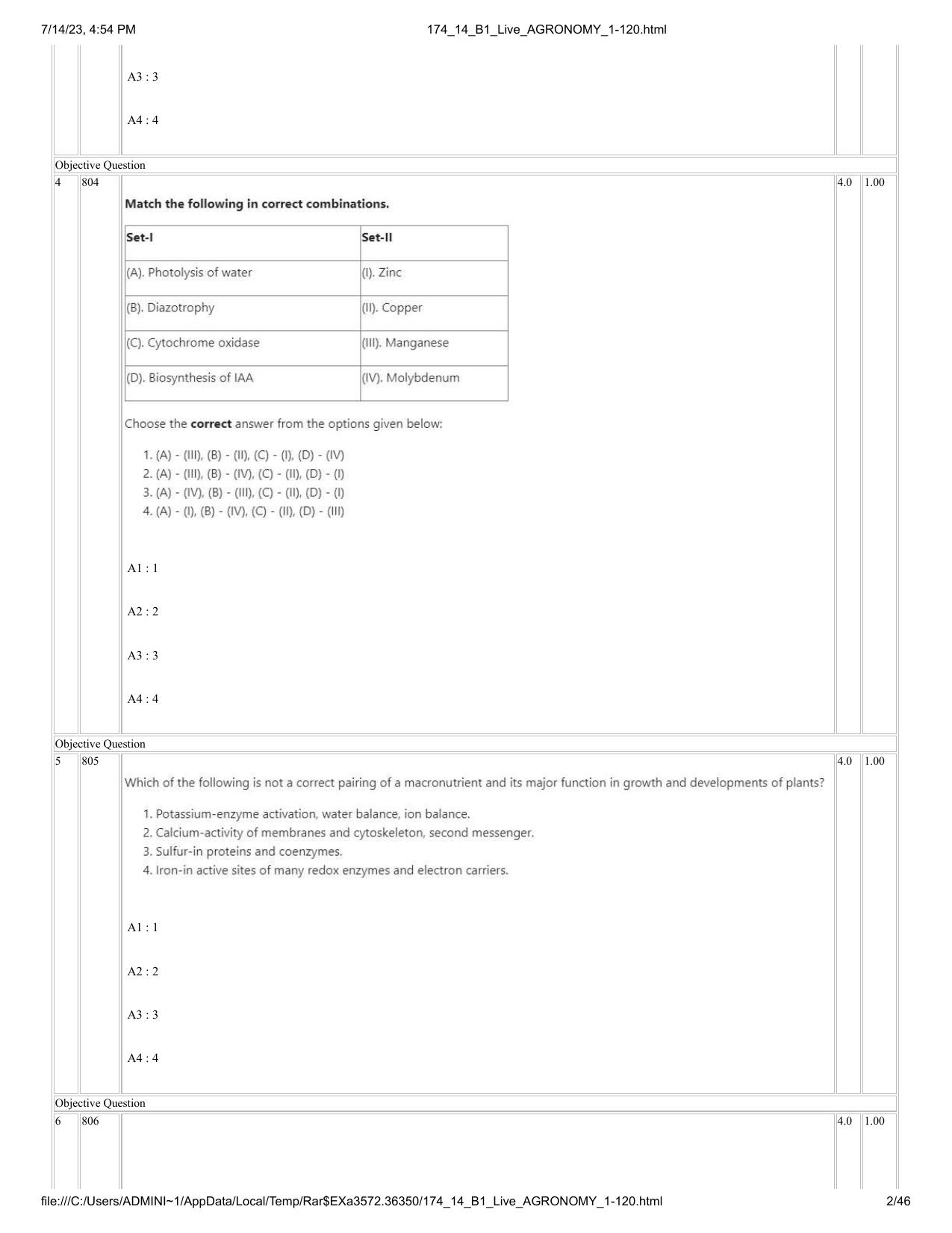 ICAR AIEEA PG 2023 AGRONOMY Question Paper- 14 July 2023 - Page 2