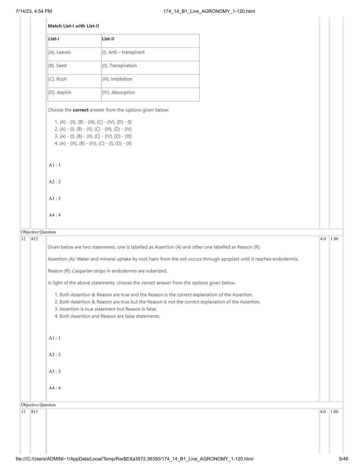 ICAR AIEEA PG 2023 AGRONOMY Question Paper- 14 July 2023 - Page 5
