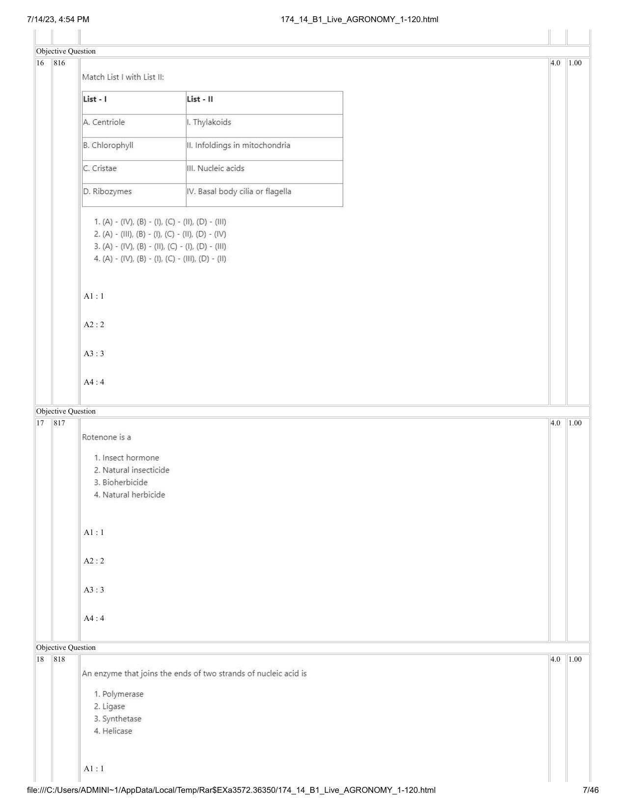 ICAR AIEEA PG 2023 AGRONOMY Question Paper- 14 July 2023 - Page 7