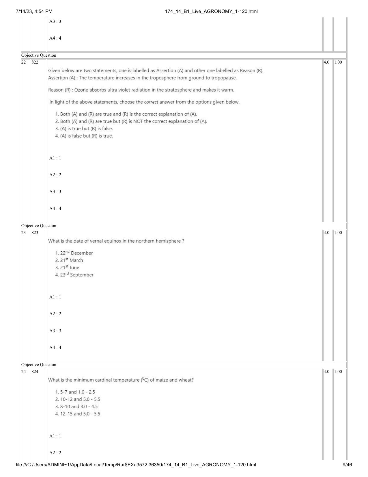 ICAR AIEEA PG 2023 AGRONOMY Question Paper- 14 July 2023 - Page 9