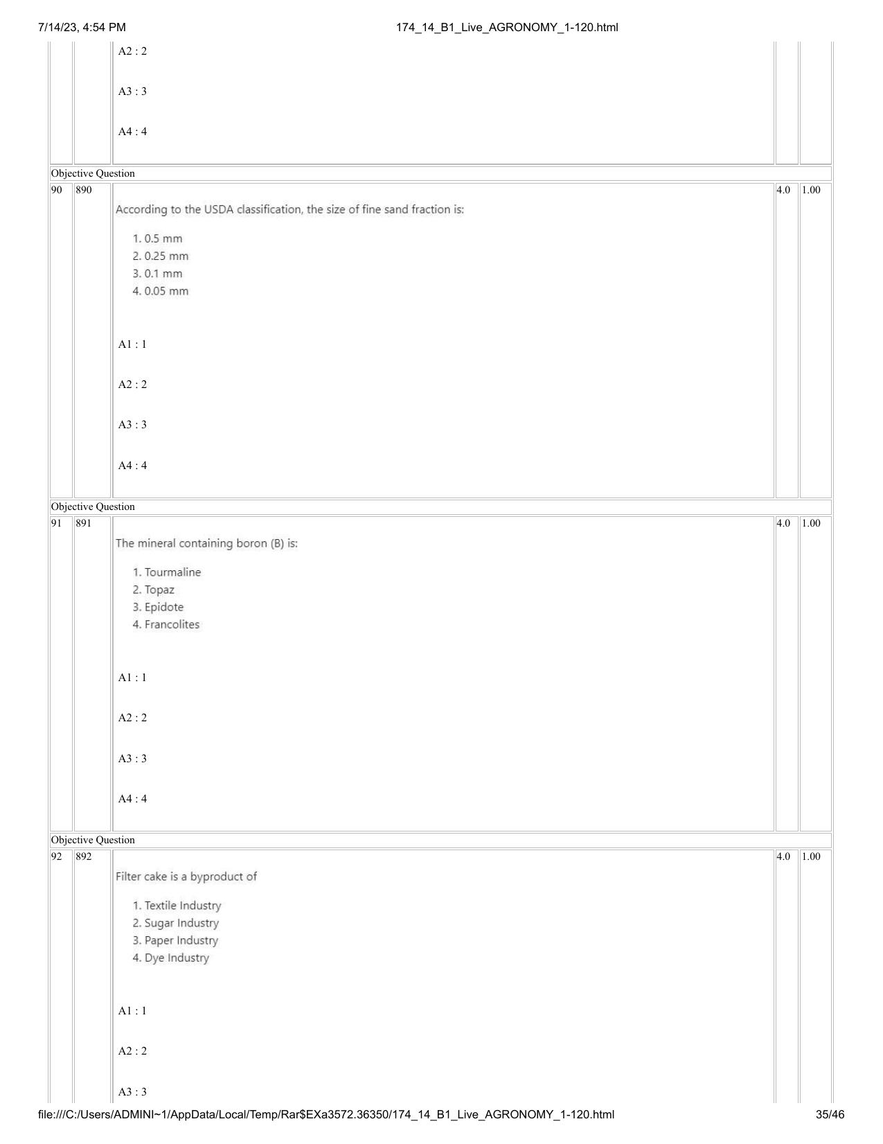 ICAR AIEEA PG 2023 AGRONOMY Question Paper- 14 July 2023 - Page 35