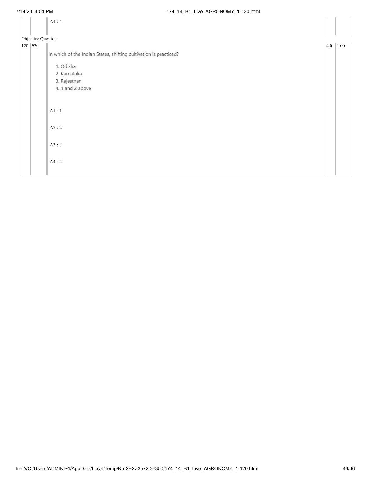 ICAR AIEEA PG 2023 AGRONOMY Question Paper- 14 July 2023 - Page 46