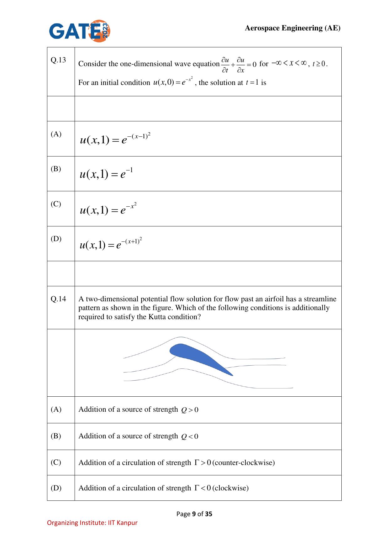 GATE 2023 Aerospace Engineering (AE) Question Paper - Page 9