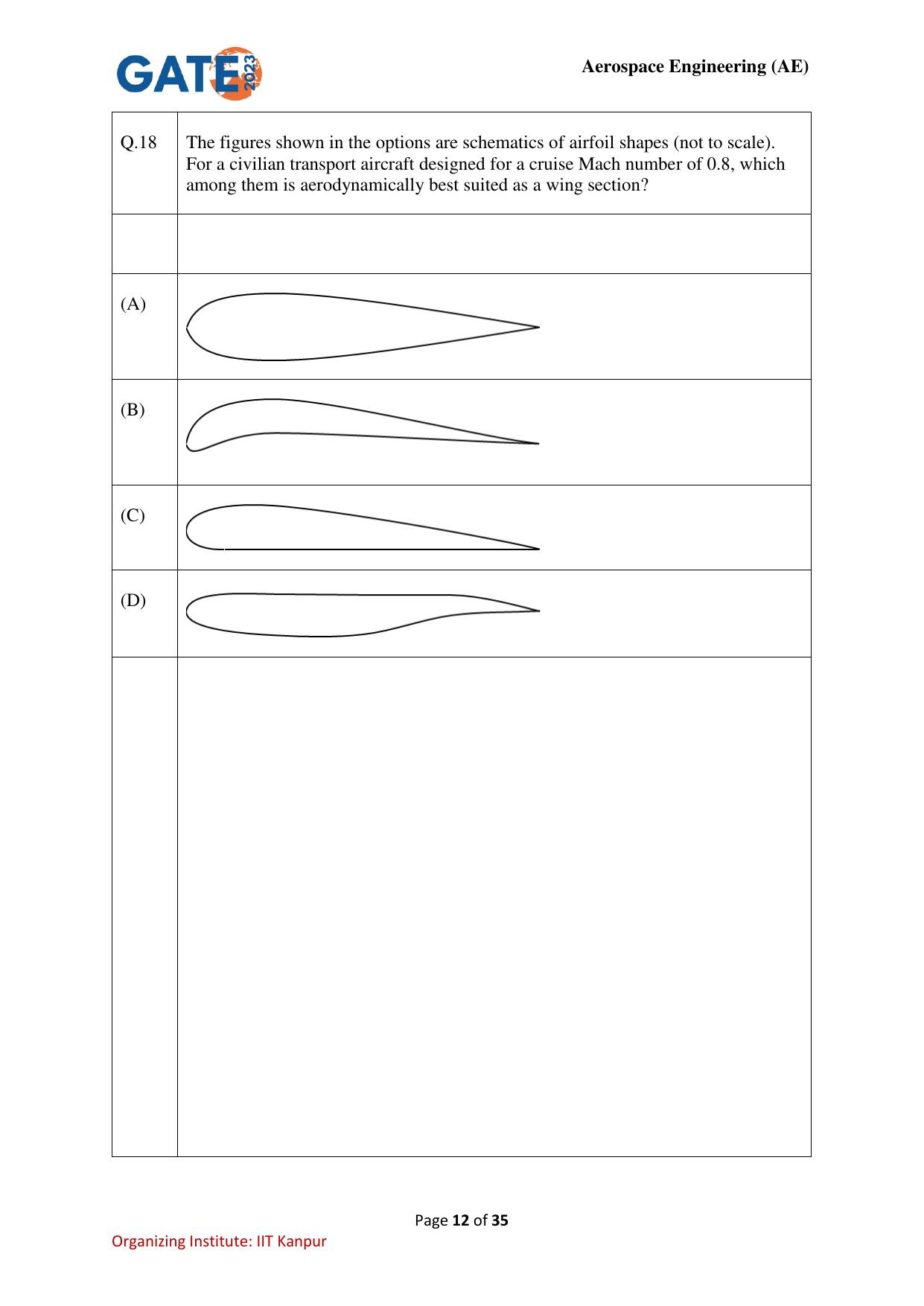 GATE 2023 Aerospace Engineering (AE) Question Paper - Page 12