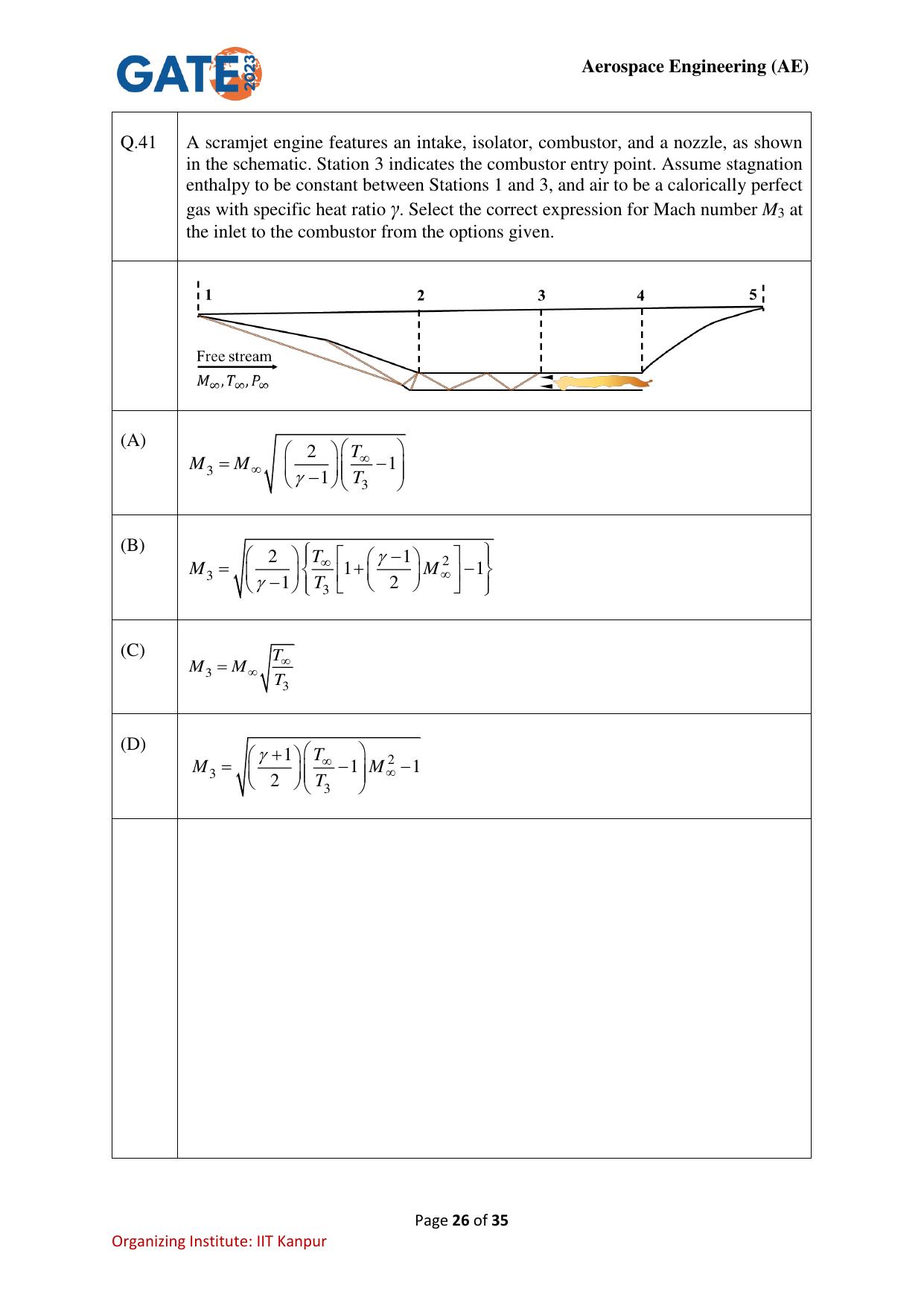 GATE 2023 Aerospace Engineering (AE) Question Paper - Page 26