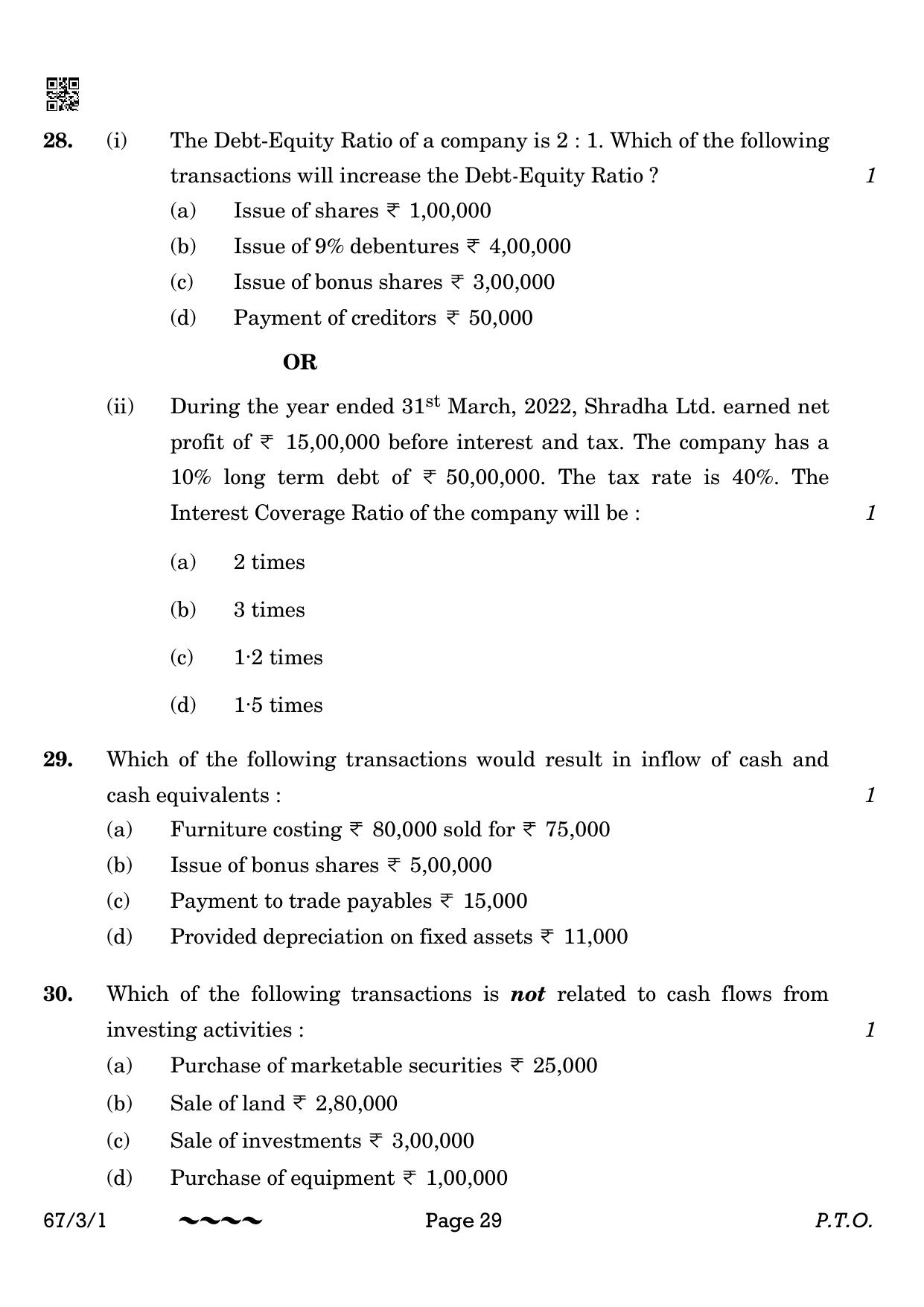CBSE Class 12 67-3-1 Accountancy 2023 Question Paper - Page 29