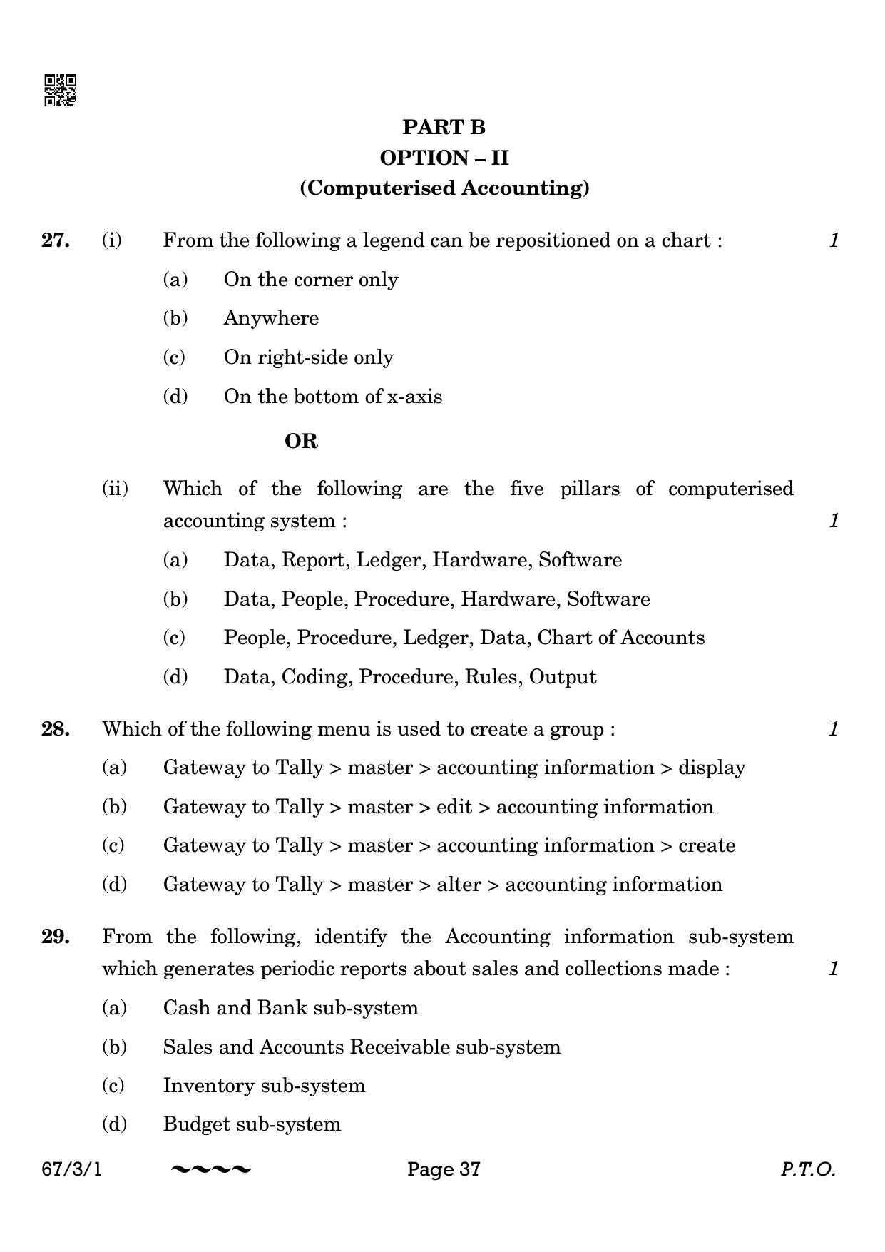 CBSE Class 12 67-3-1 Accountancy 2023 Question Paper - Page 37