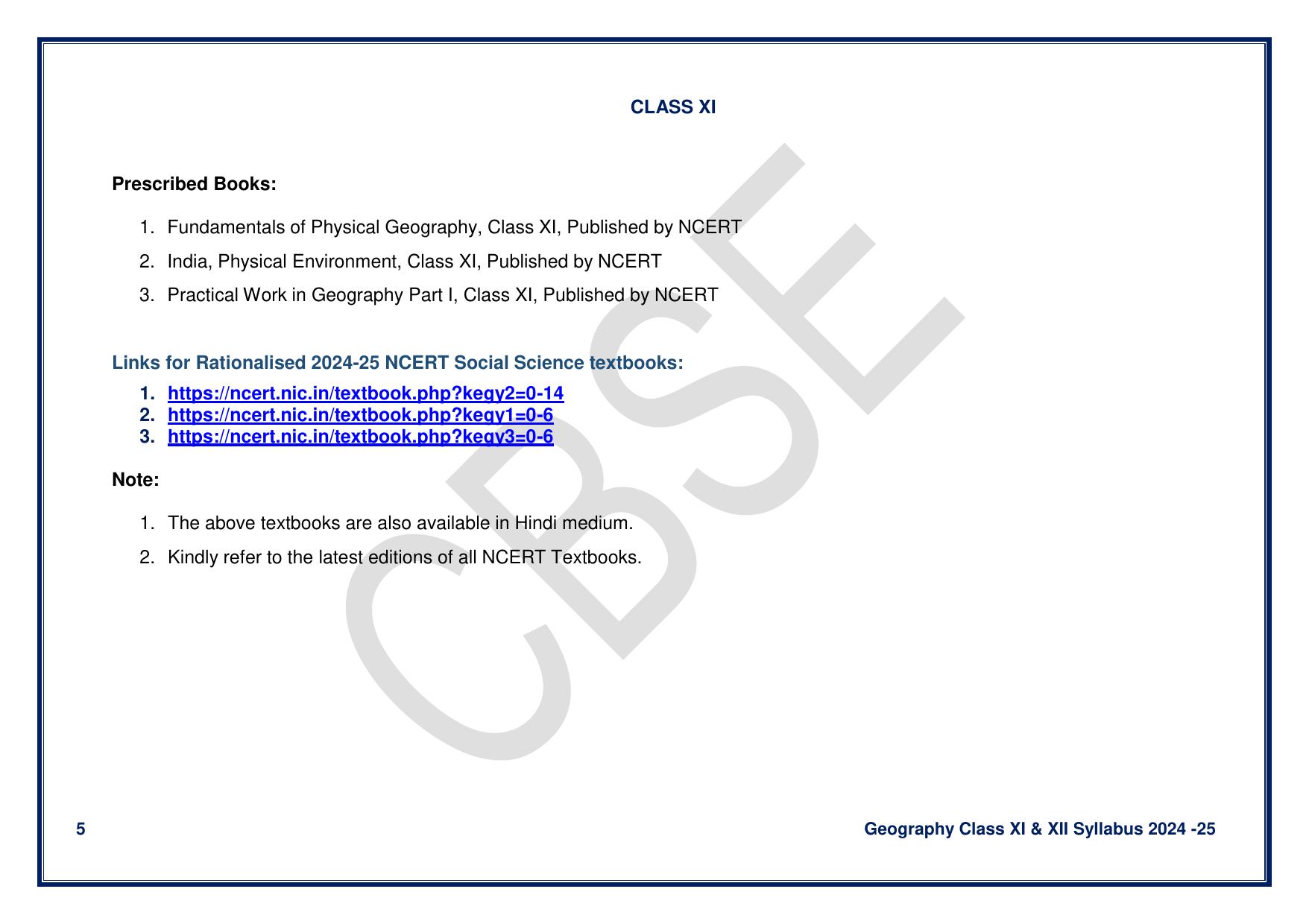 CBSE Class 11 & 12 Geography Syllabus - Page 5