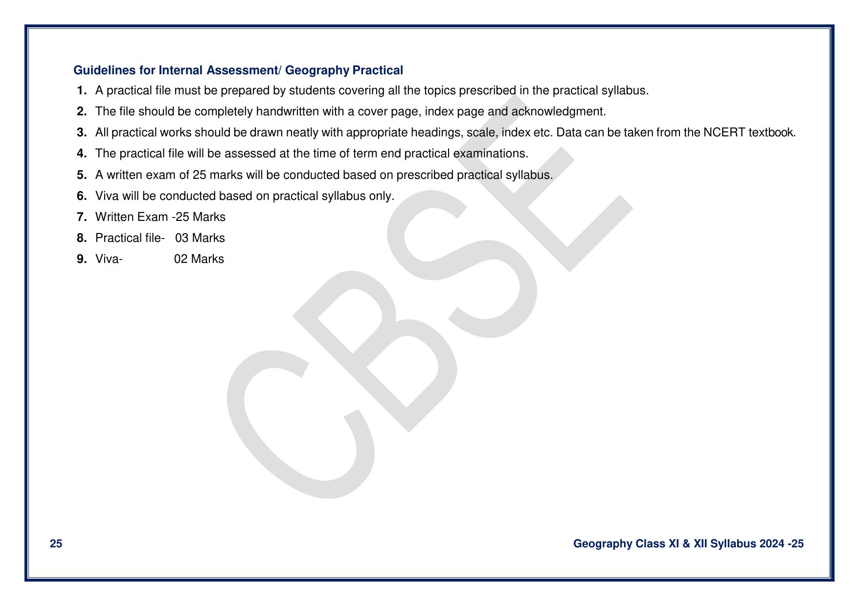 CBSE Class 11 & 12 Geography Syllabus - Page 25