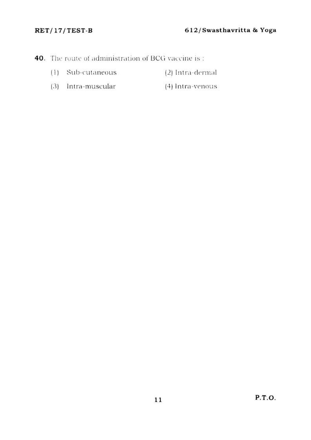 BHU RET SWASTHRAVITTA & YOGA 2017 Question Paper - Page 11