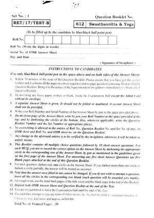 BHU RET SWASTHRAVITTA & YOGA 2017 Question Paper