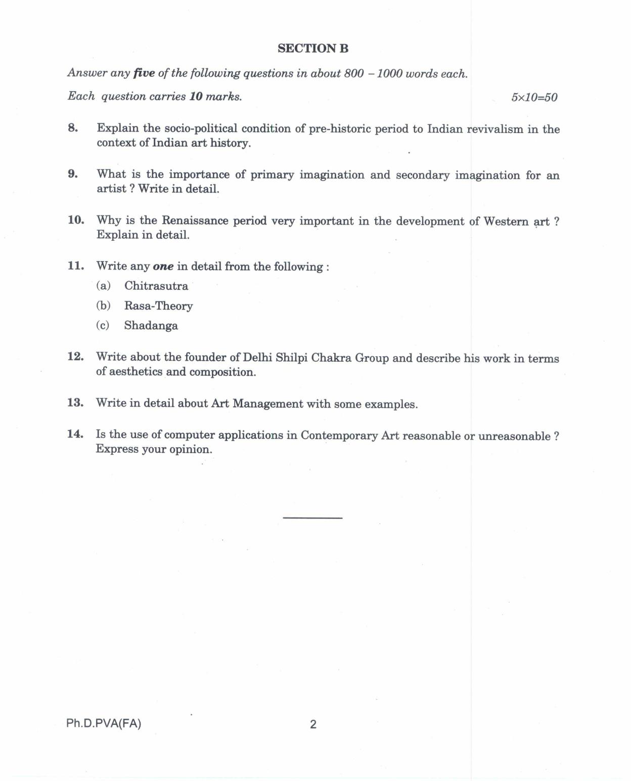 IGNOU PhD Entrance Test Ph.D. In Performing And Visual Arts (Fine Arts) 2017 Question Paper - Page 2