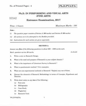 IGNOU PhD Entrance Test Ph.D. In Performing And Visual Arts (Fine Arts) 2017 Question Paper