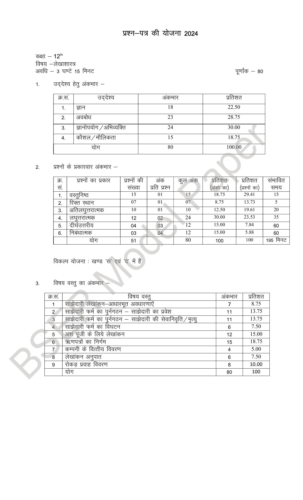 RBSE 2024 Sr Secondary (Commerce) Model Question Paper - Page 10