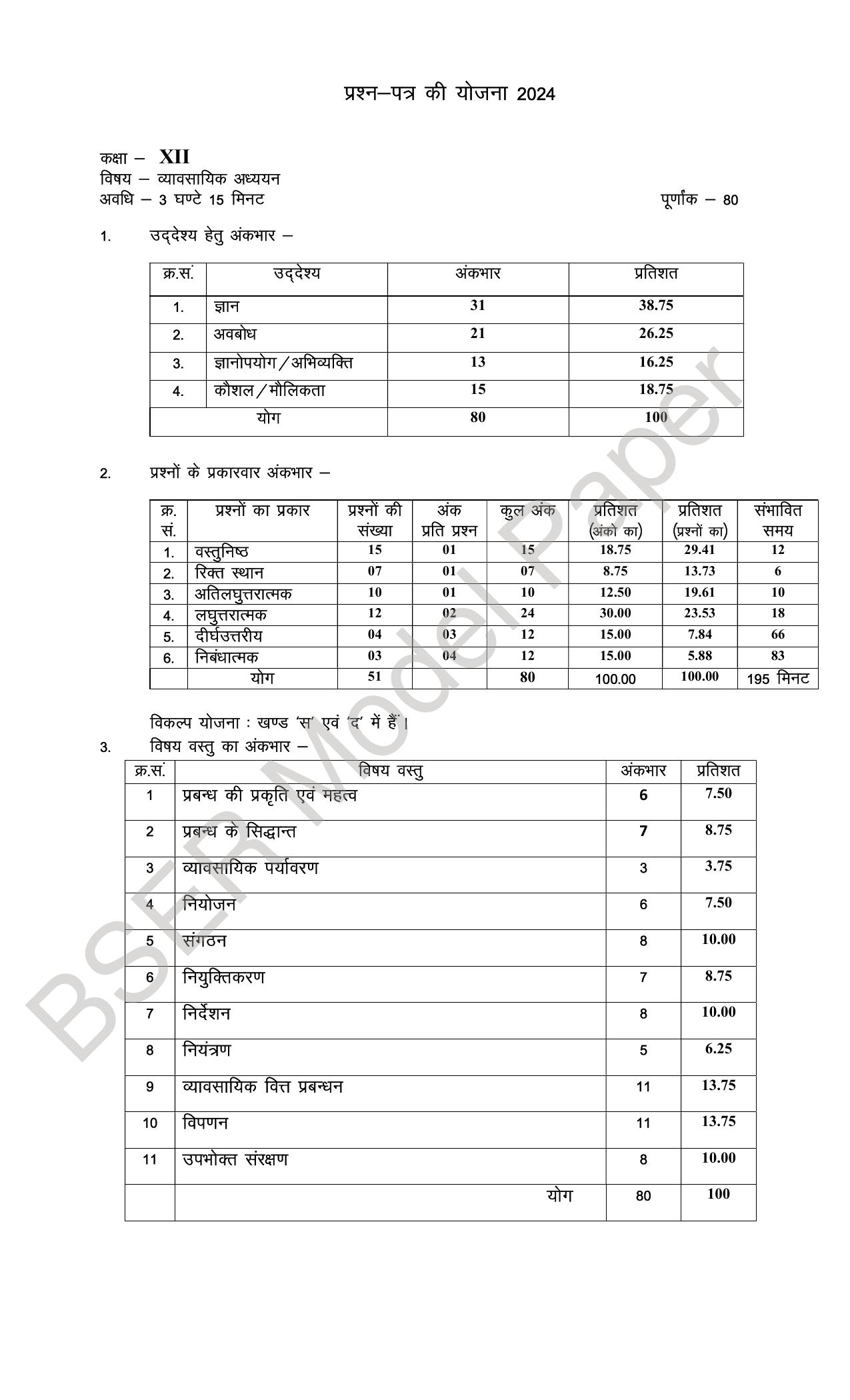 RBSE 2024 Sr Secondary (Commerce) Model Question Paper - Page 28