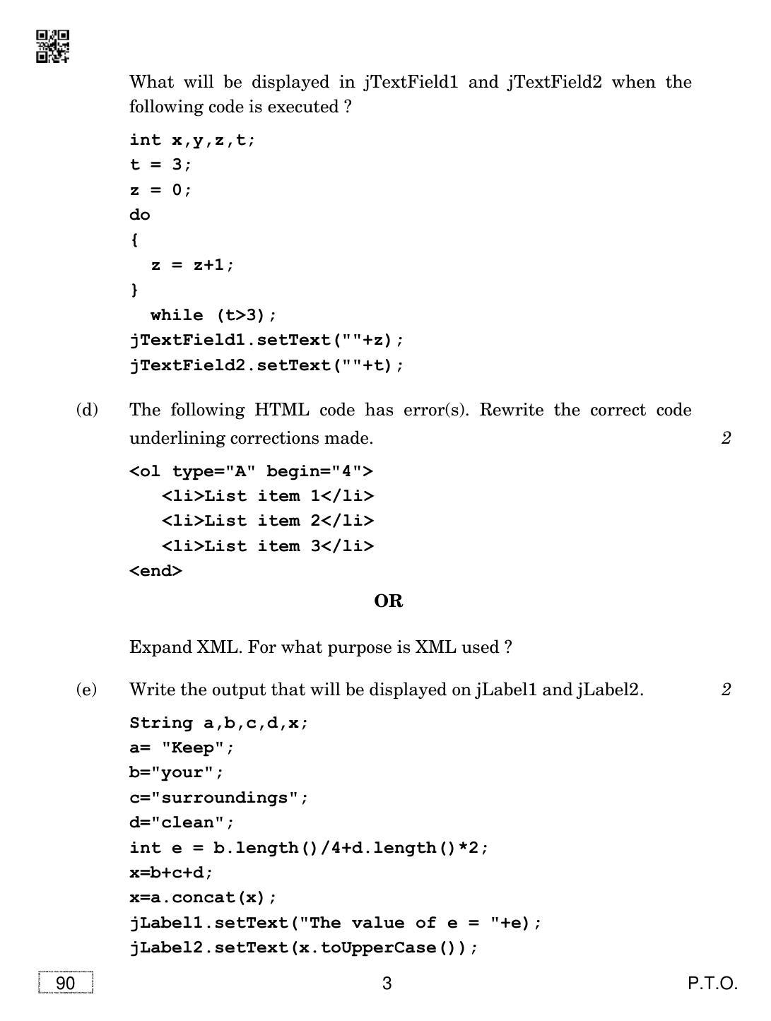 CBSE Class 12 90 Informatics Practices 2019 Question Paper - Page 3