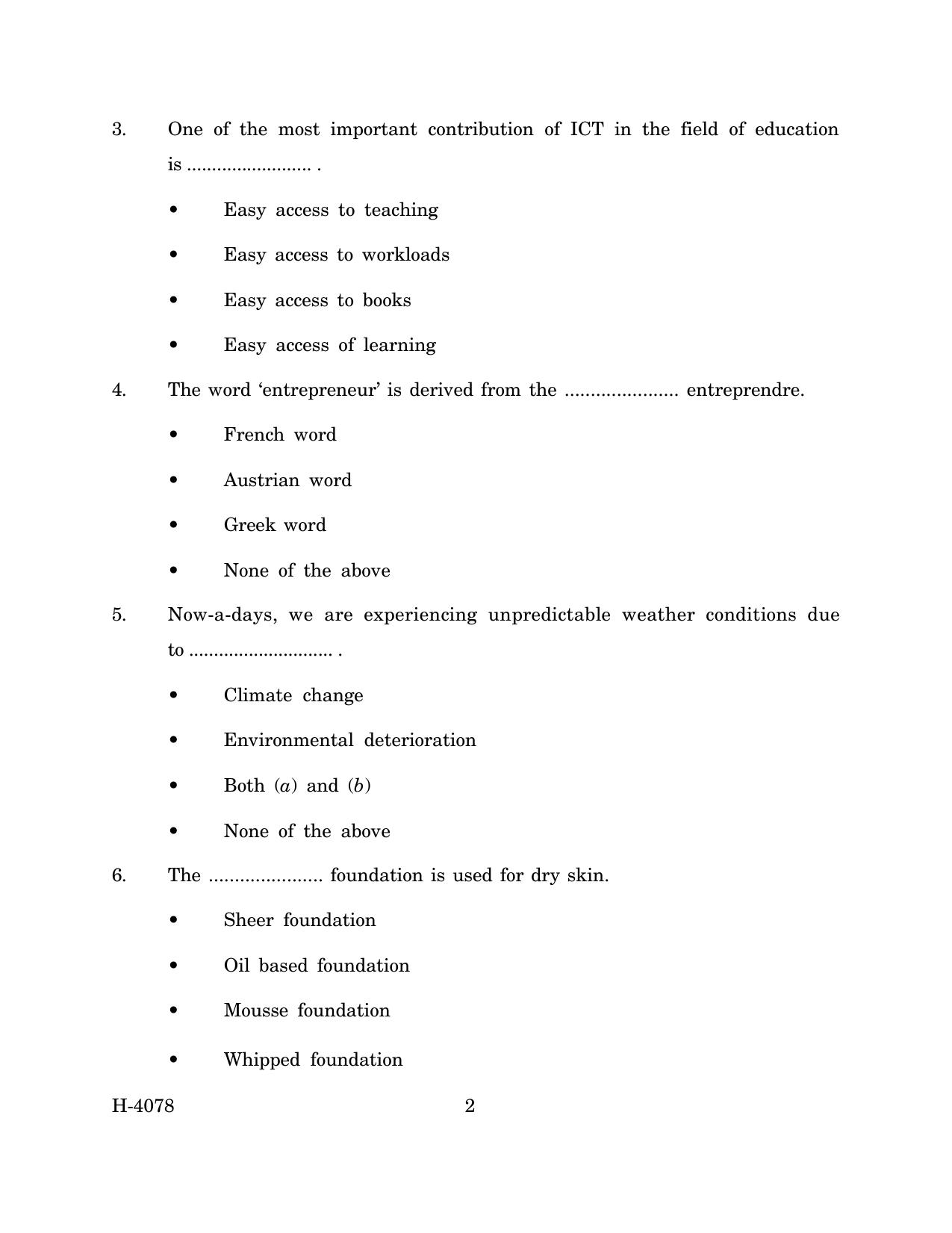 Goa Board Class 12 Beauty & Wellness (March 2024) Question Paper - Page 2