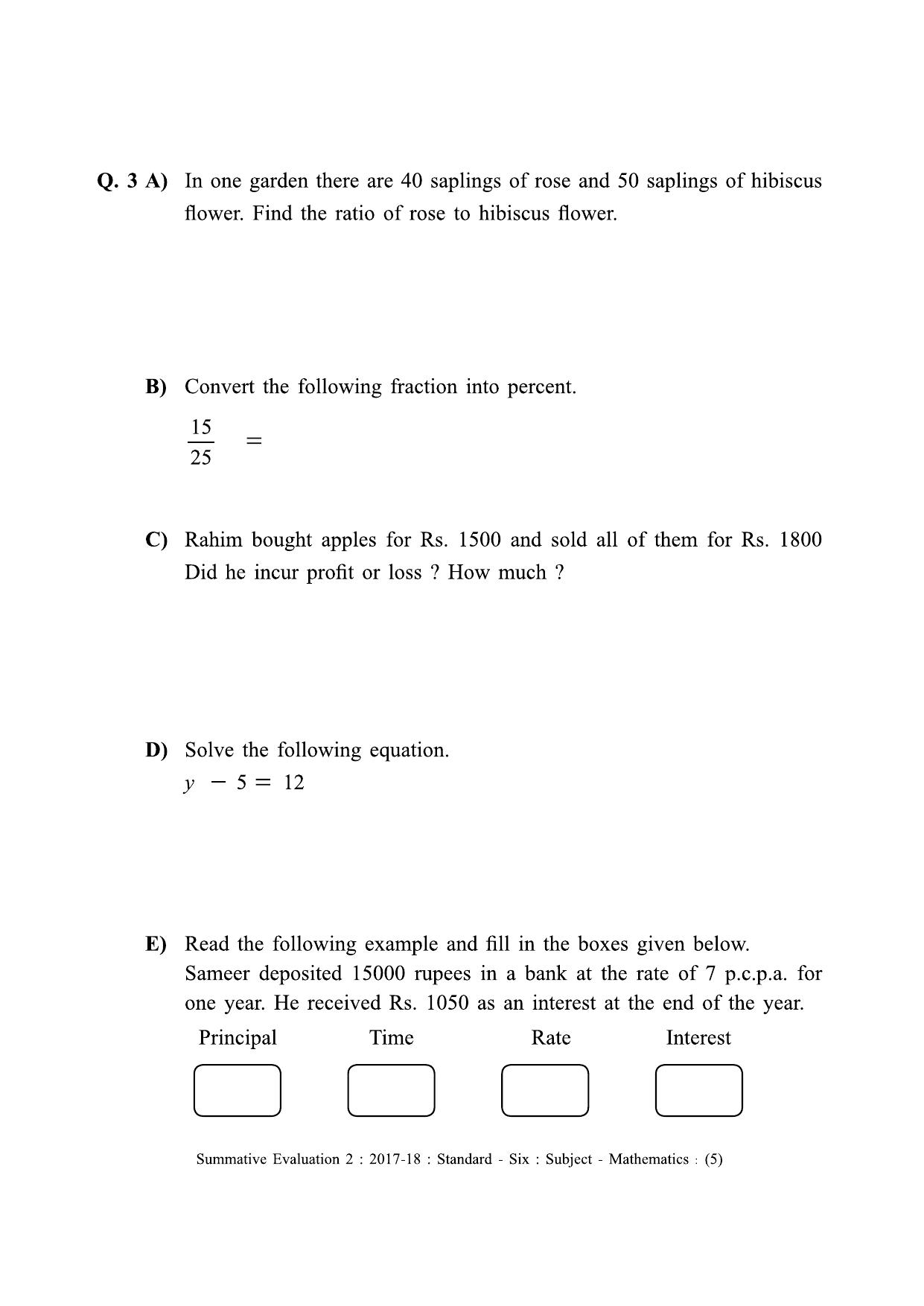 Maharashtra Board Class 6 Maths - English Medium (गणित - इंग्रजी माध्यम) Sample Question Paper - Page 5