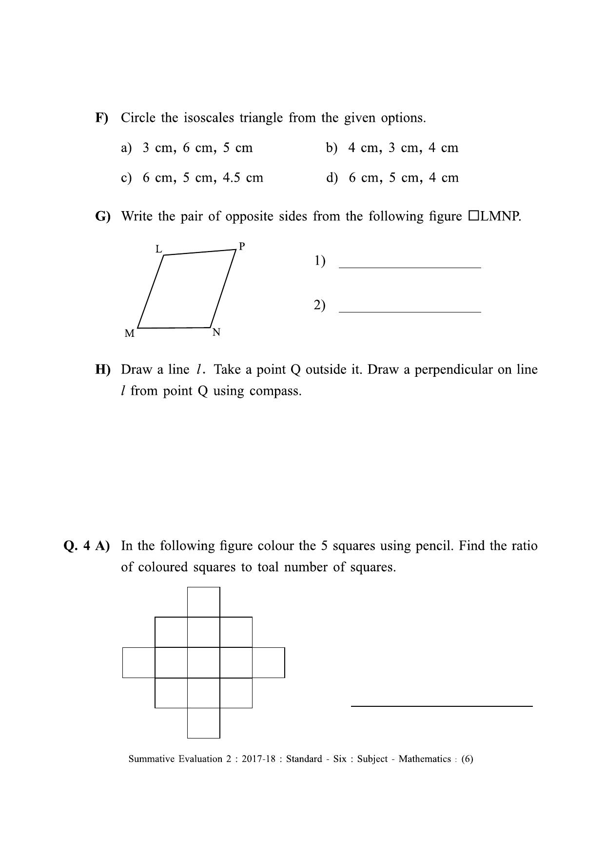Maharashtra Board Class 6 Maths - English Medium (गणित - इंग्रजी माध्यम) Sample Question Paper - Page 6