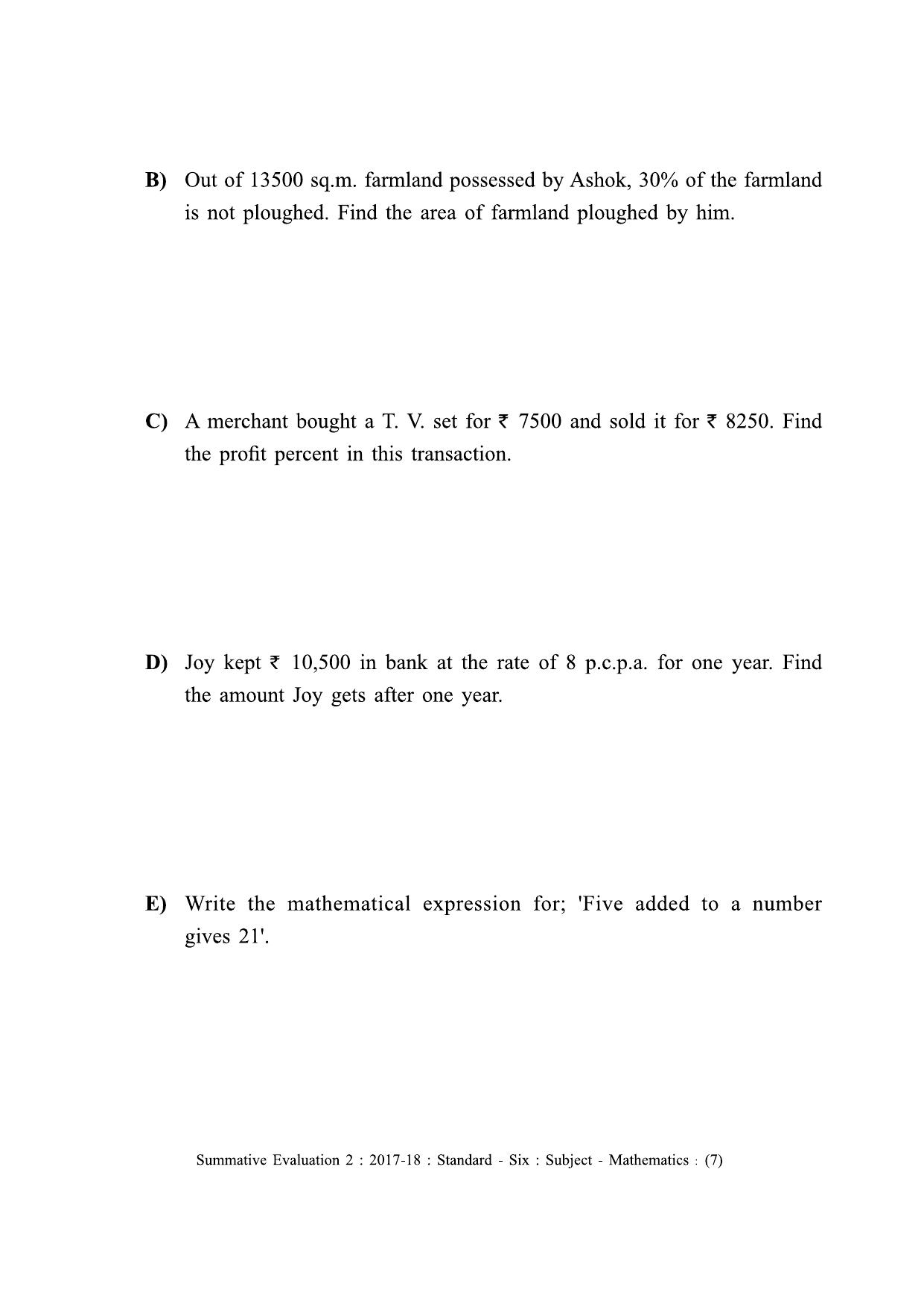 Maharashtra Board Class 6 Maths - English Medium (गणित - इंग्रजी माध्यम) Sample Question Paper - Page 7
