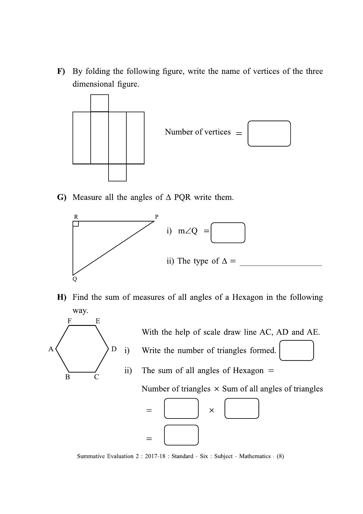 Maharashtra Board Class 6 Maths - English Medium (गणित - इंग्रजी माध्यम) Sample Question Paper - Page 8