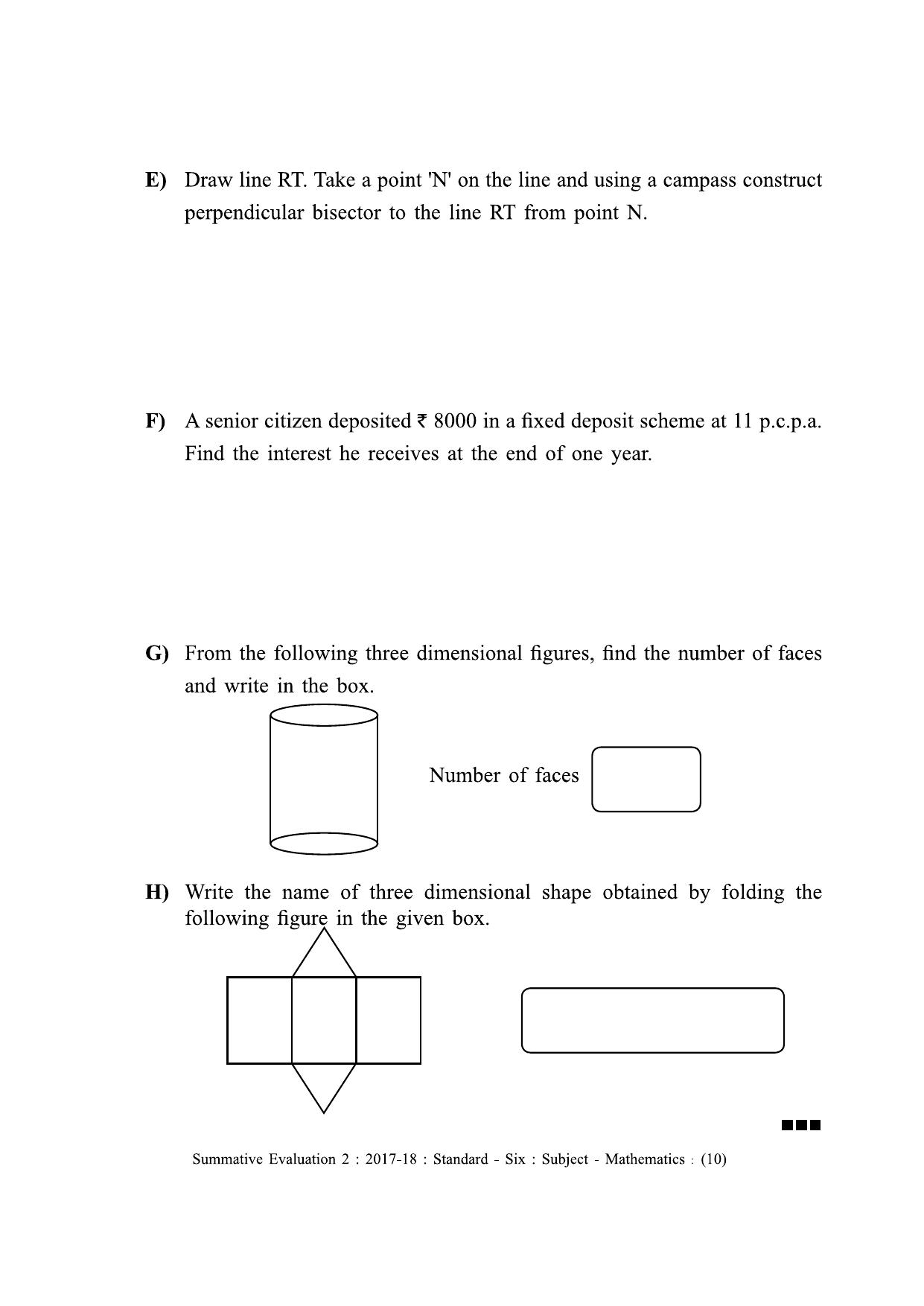 Maharashtra Board Class 6 Maths - English Medium (गणित - इंग्रजी माध्यम) Sample Question Paper - Page 10