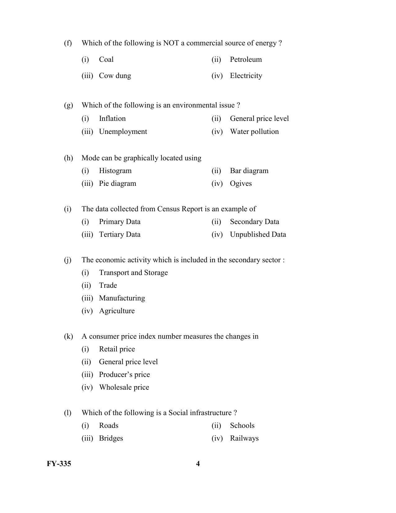 Kerala Plus One 2021 Economics Question Papers (Model) - Page 4