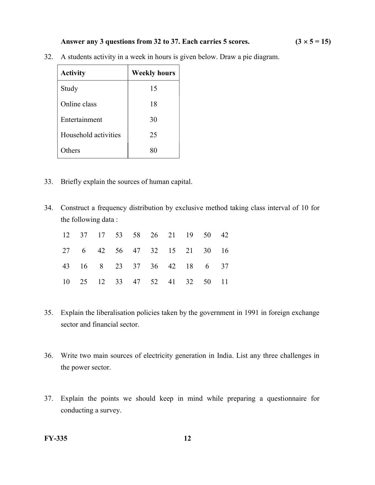 Kerala Plus One 2021 Economics Question Papers (Model) - Page 12