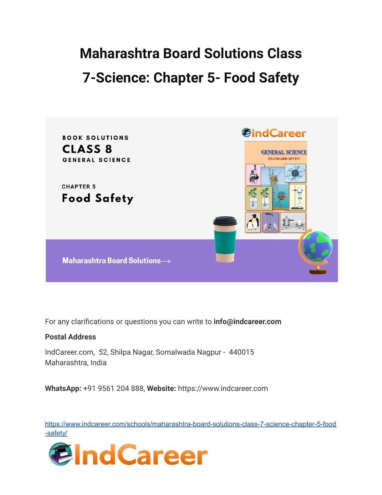 Maharashtra Board Solutions Class 7-Science: Chapter 5- Food Safety - Page 1