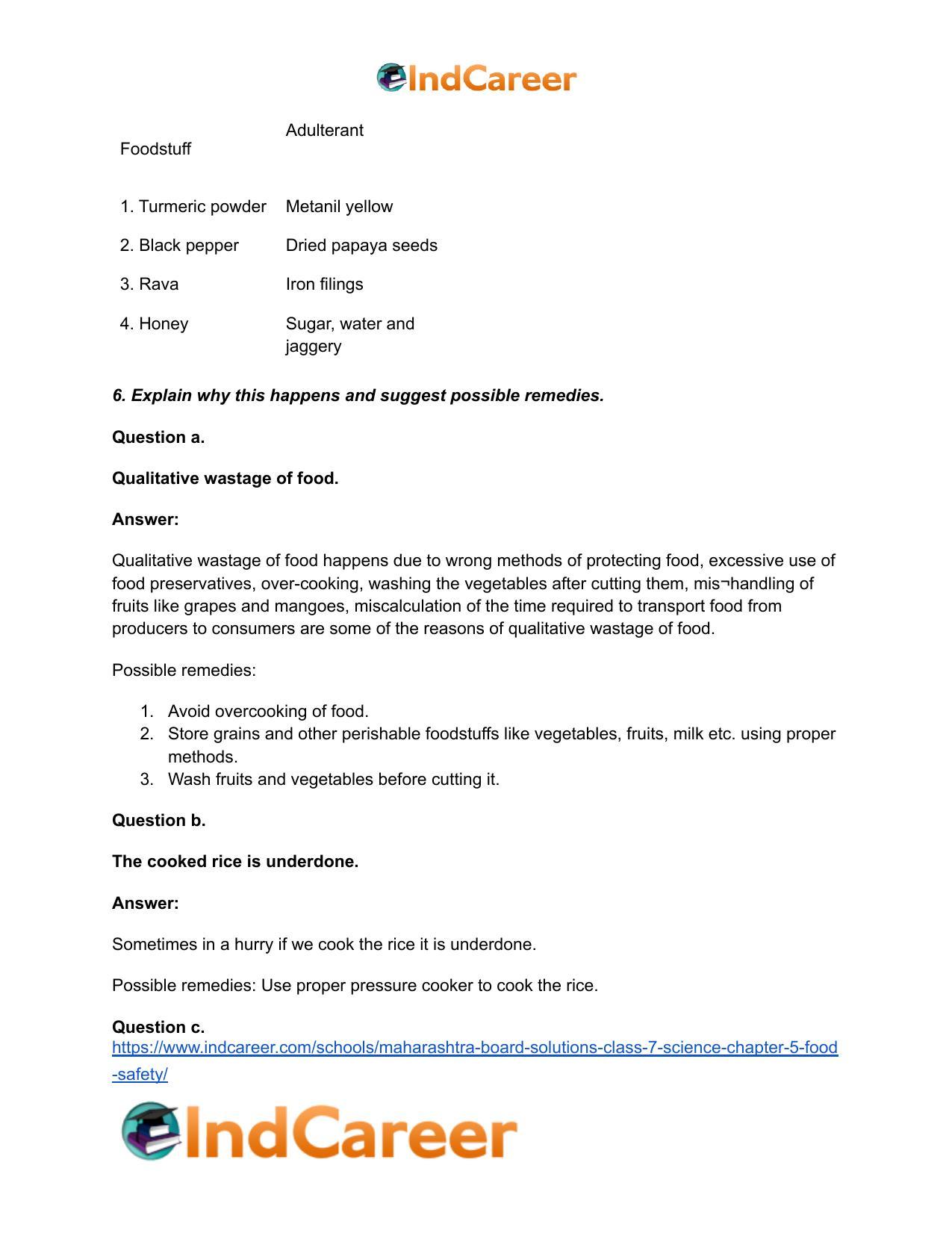 Maharashtra Board Solutions Class 7-Science: Chapter 5- Food Safety - Page 7