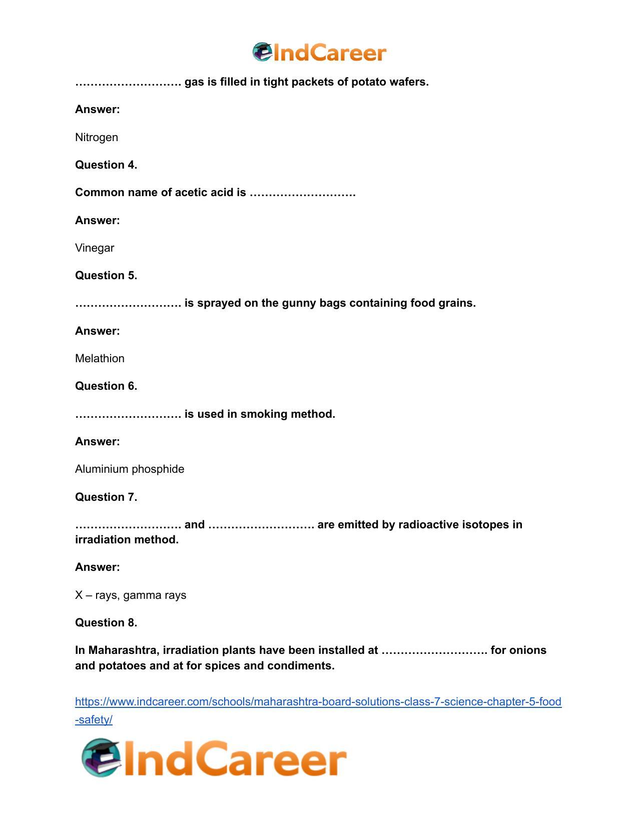 Maharashtra Board Solutions Class 7-Science: Chapter 5- Food Safety - Page 10