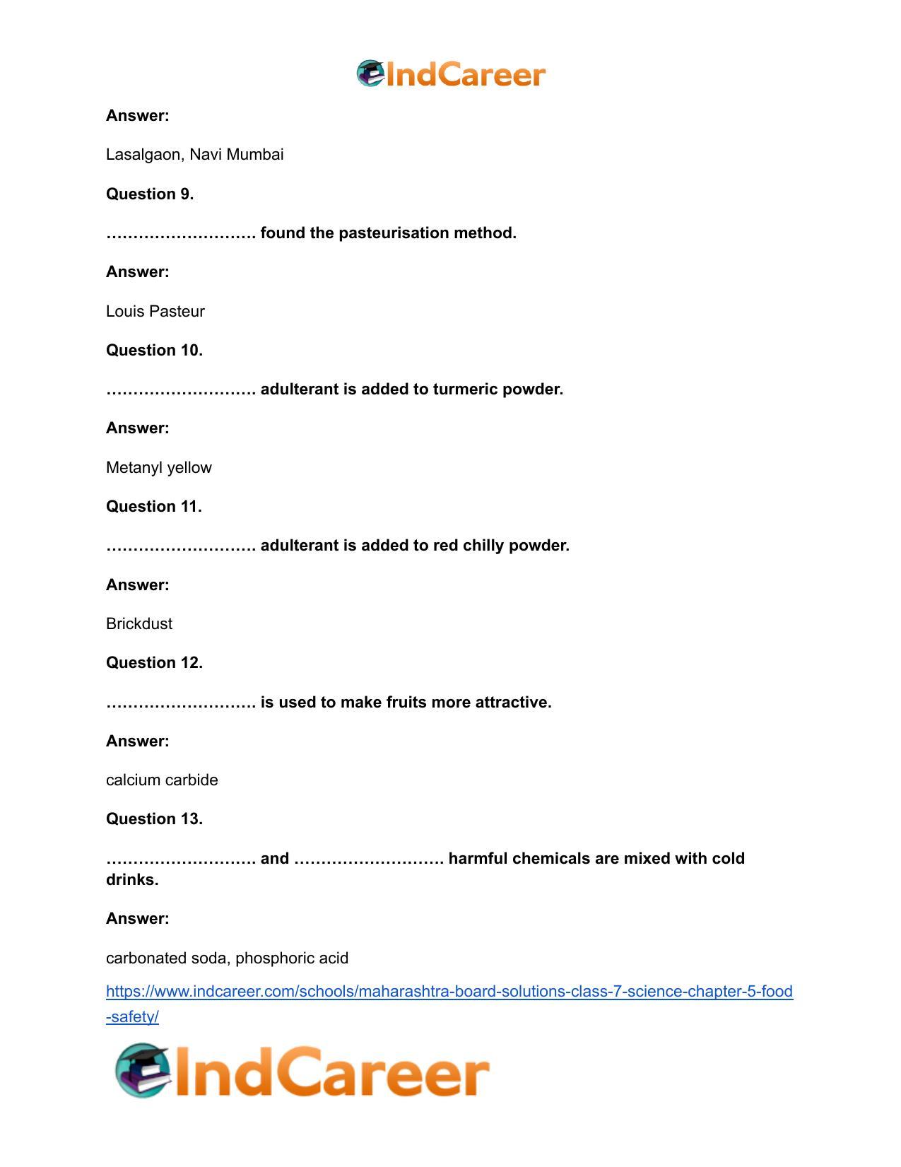 Maharashtra Board Solutions Class 7-Science: Chapter 5- Food Safety - Page 11