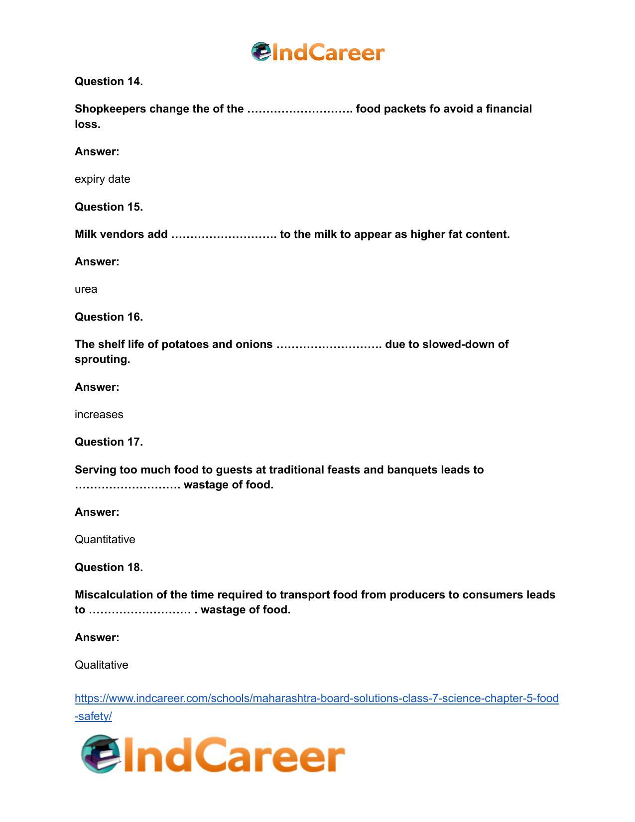 Maharashtra Board Solutions Class 7-Science: Chapter 5- Food Safety - Page 12