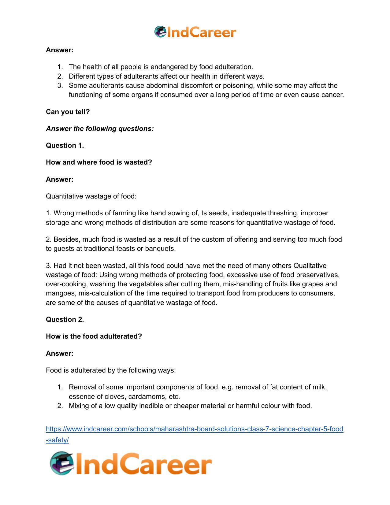 Maharashtra Board Solutions Class 7-Science: Chapter 5- Food Safety - Page 17