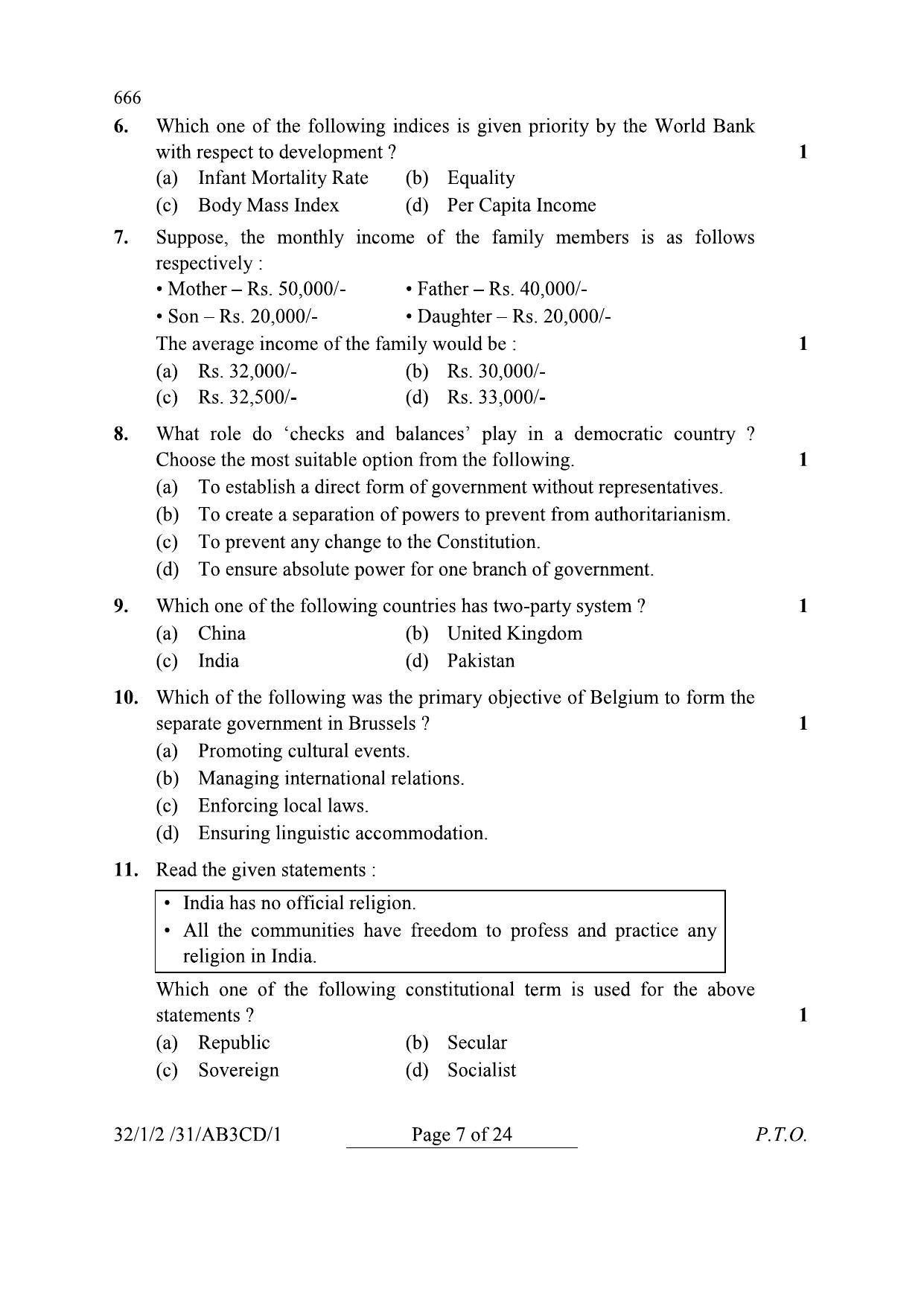 CBSE Class 10 32-1-2 Social Science 2024 Question Paper - Page 7