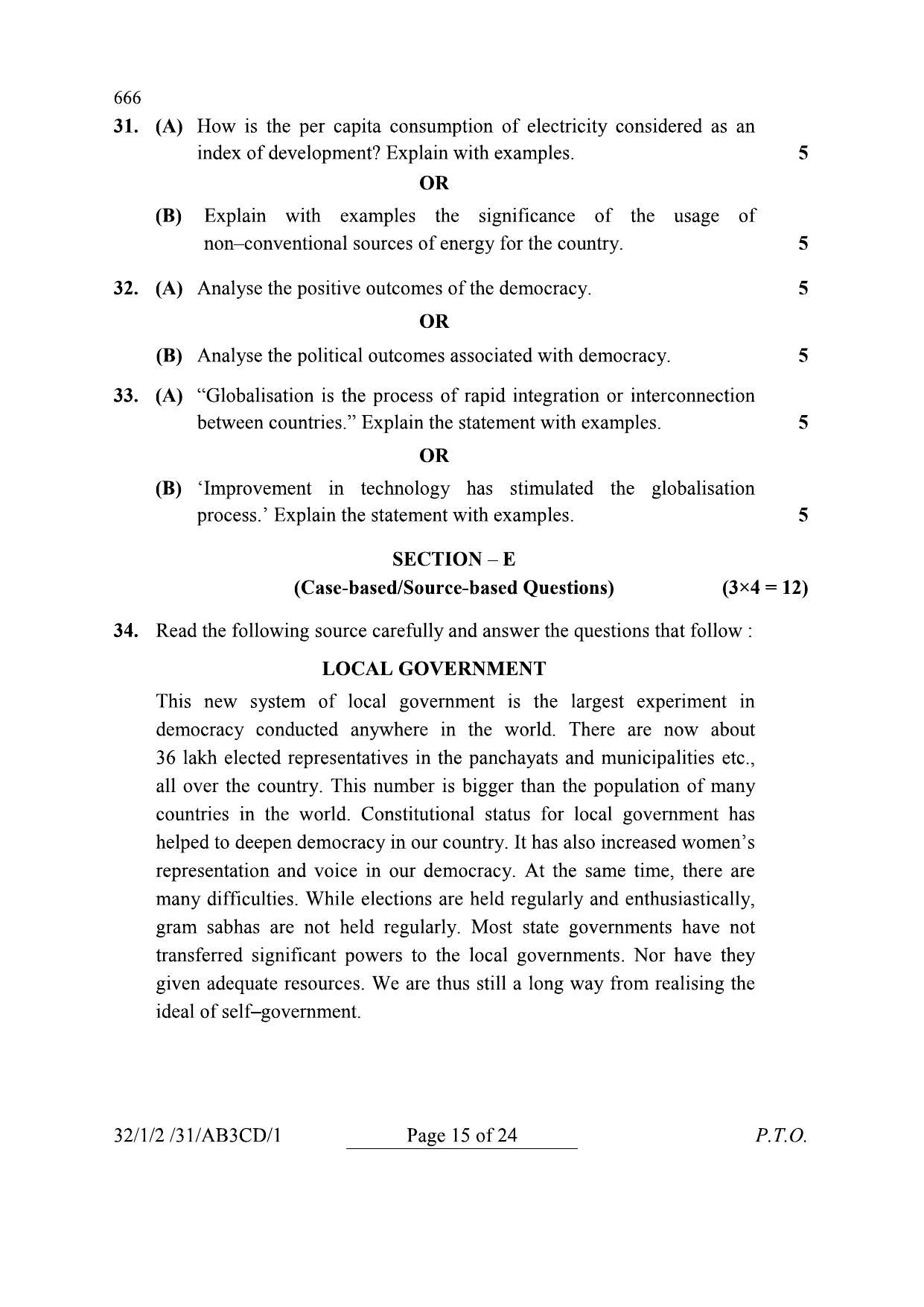CBSE Class 10 32-1-2 Social Science 2024 Question Paper - Page 15