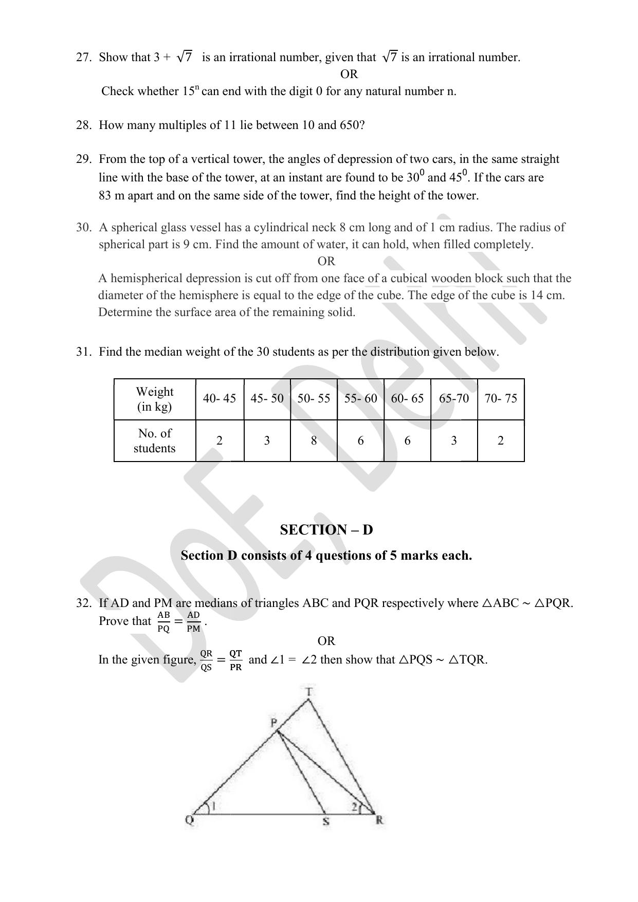 Edudel Class 10 Math (English) Practice Papers-2 (2023-24) - Page 5