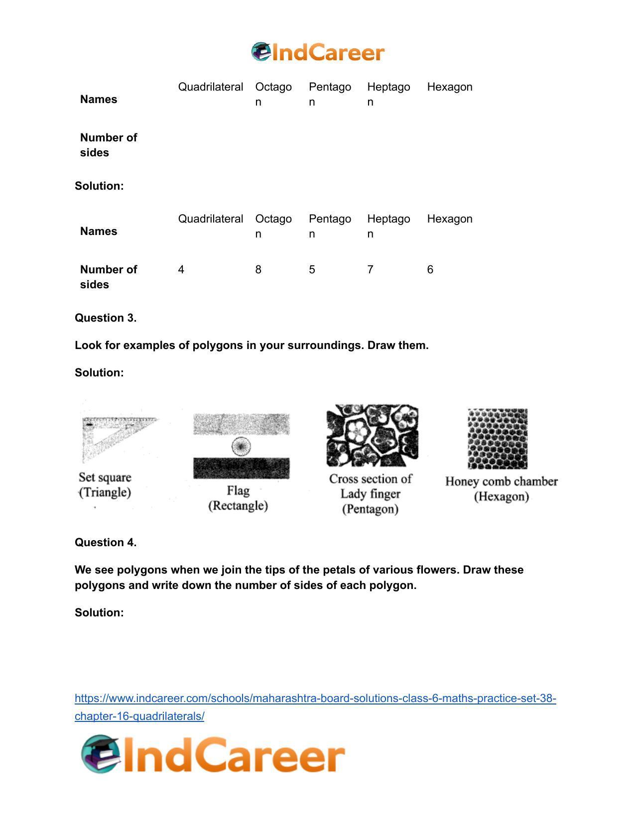 Maharashtra Board Solutions Class 6-Maths (Practice Set 38): Chapter 16- Quadrilaterals - Page 4