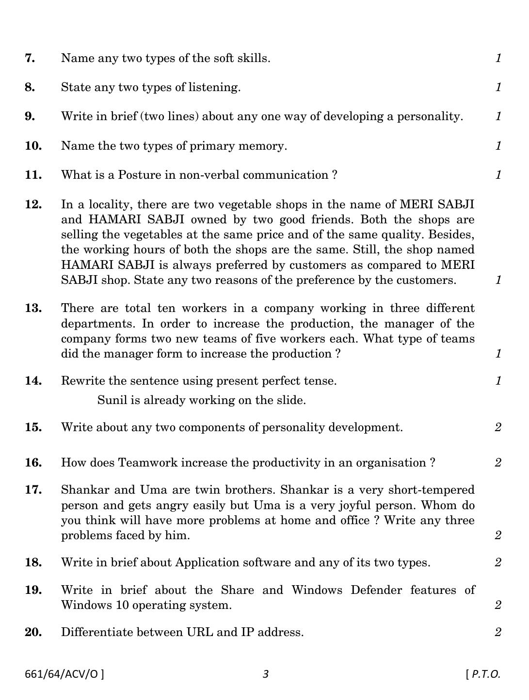 NIOS October 2022 Class 12 Customer Relationship Management (CRM) Domestic Voice Question Paper - Page 3