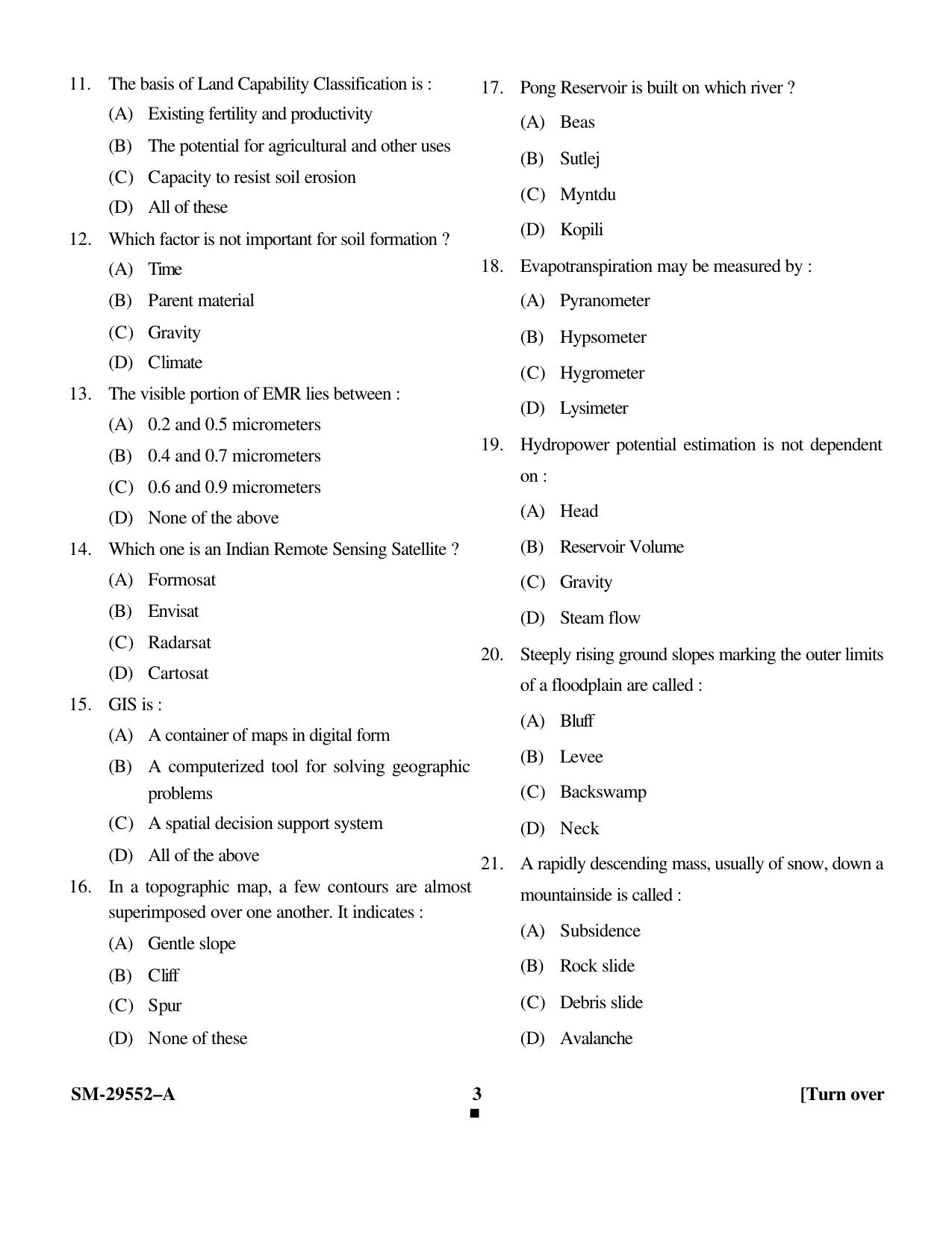 KUET 2023 M.Sc Geoinformatics Question Paper - Page 3