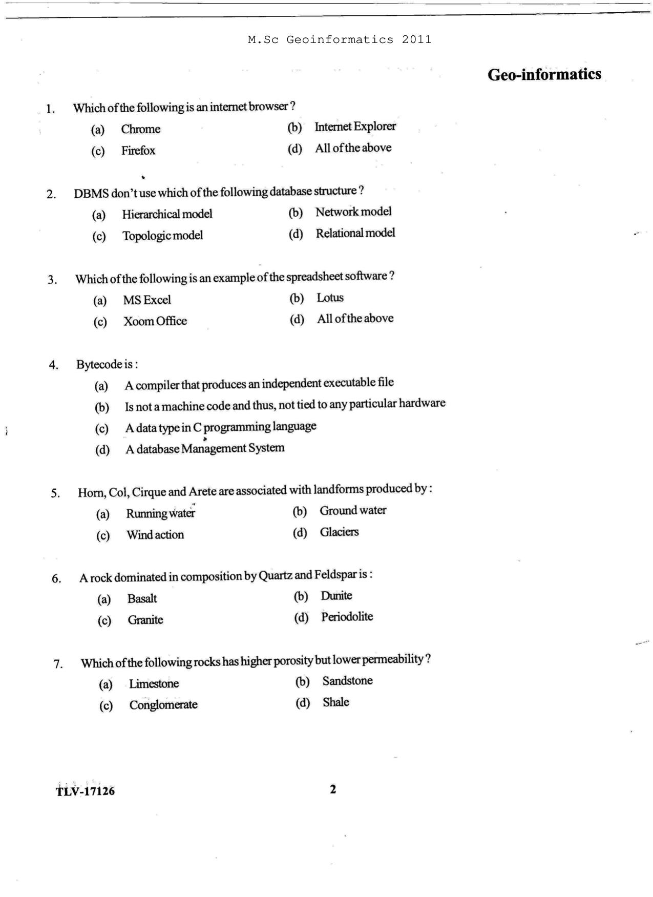 KUET 2023 M.Sc Geoinformatics Question Paper - Page 67