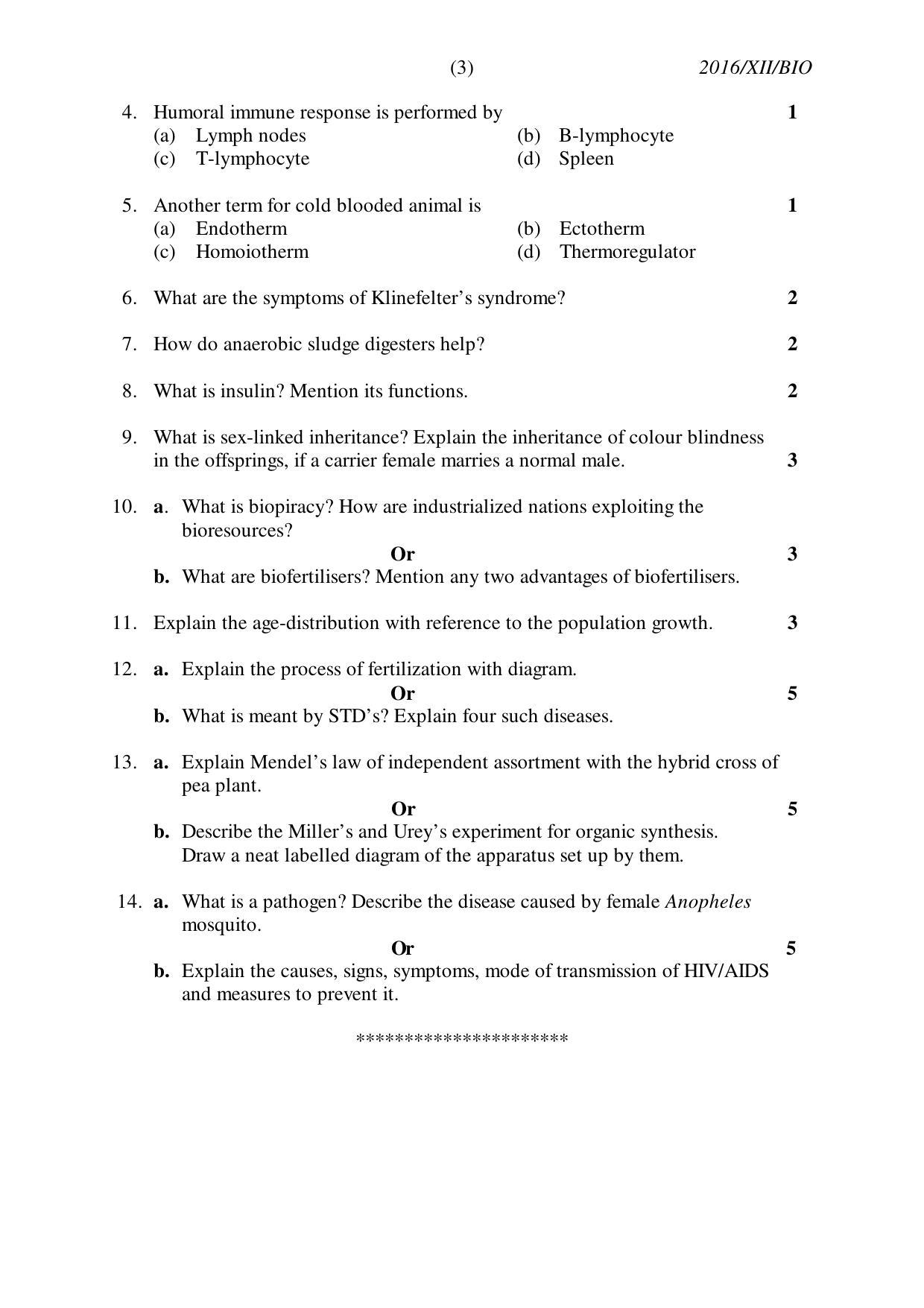 Nagaland Board Class 12 BIOLOGY 2016 Question Papers - Page 3